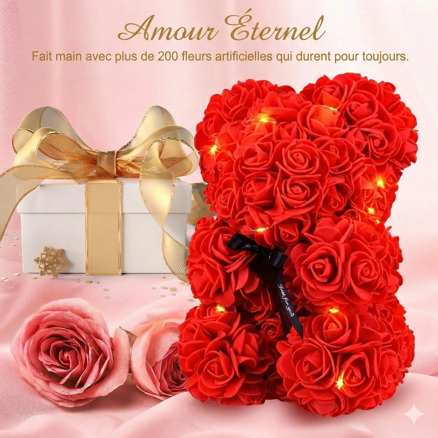 Ours en Roses Éternelles – Le Cadeau d’Amour Inoubliable