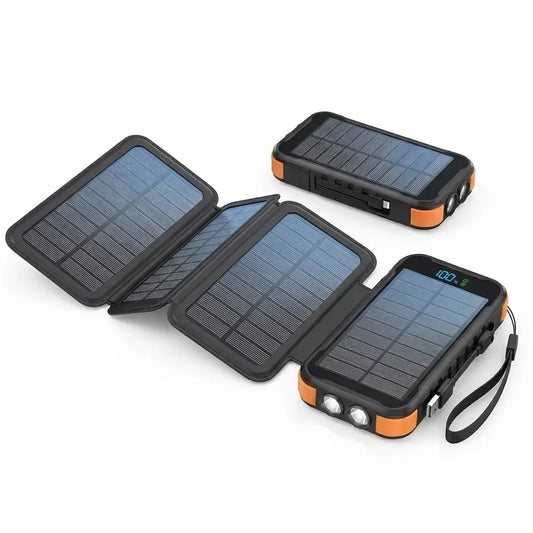 Batterie Externe Solaire 20 000 mAh – 4 Panneaux Pliables