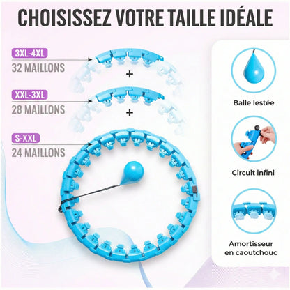 Hula Hoop Lesté Réglable (32 nœuds) – Détachable & Ajustable