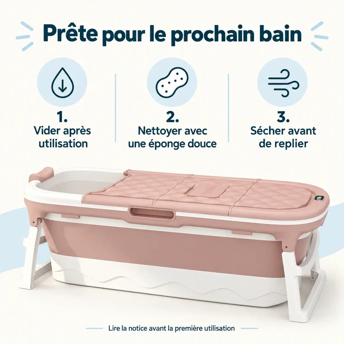 Baignoire pliable 152 cm avec afficheur de température