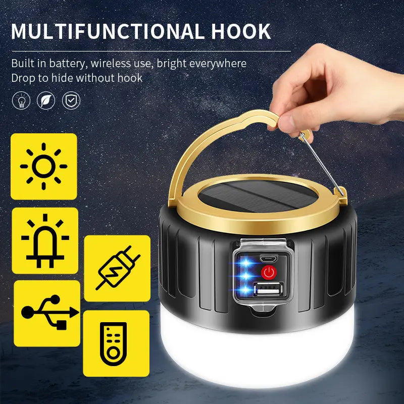 Lumières solaires de camping LED rechargeables par USB