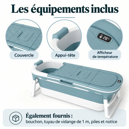 Baignoire pliable 152 cm avec afficheur de température