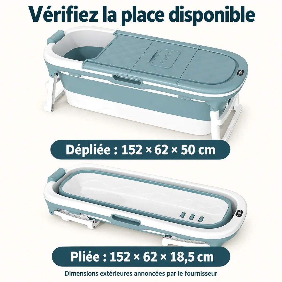 Baignoire pliable 152 cm avec afficheur de température