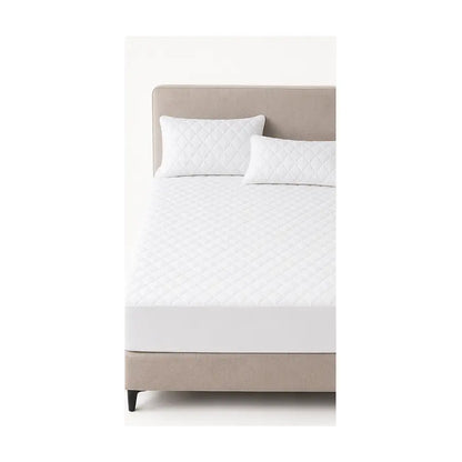 Protège-matelas matelassé imperméable blanc avec deux taies assorties