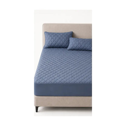 Protège-matelas matelassé imperméable bleu avec deux taies assorties