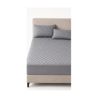 Protège-matelas matelassé imperméable gris avec deux taies assorties