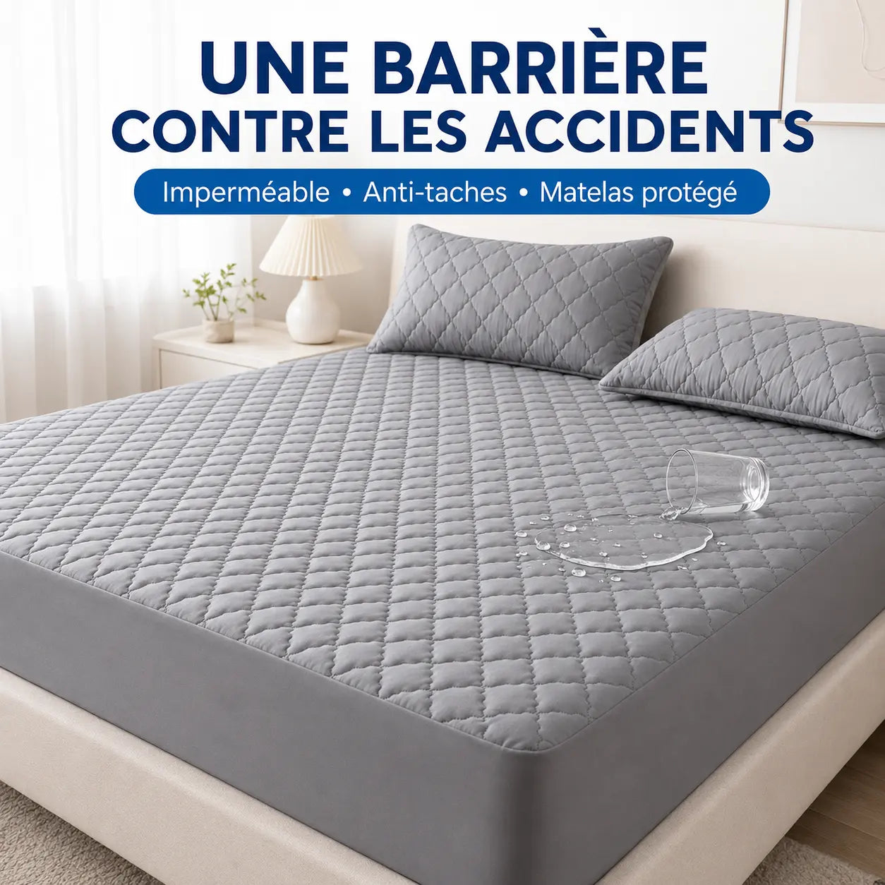 Protège-matelas matelassé imperméable protégeant le matelas contre les accidents