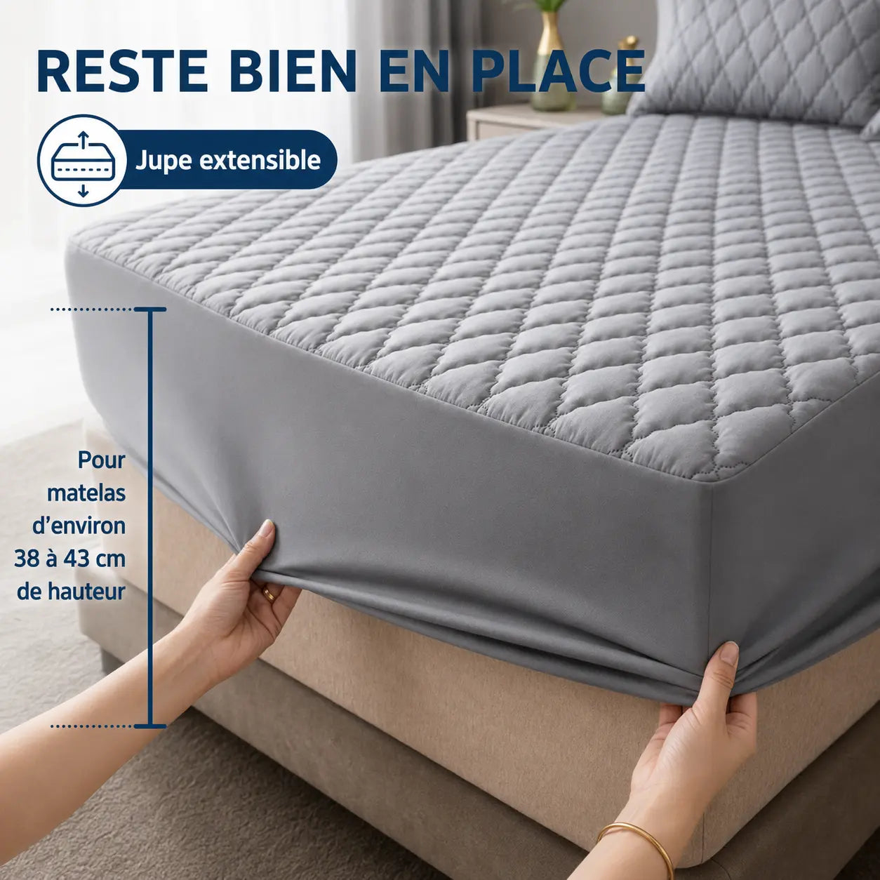 Jupe extensible du protège-matelas pour matelas de 38 à 43 cm de hauteur