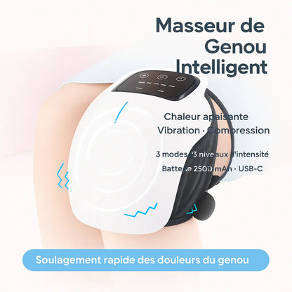 Masseur de genou chauffant – vibration & lumière rouge (rechargeable)