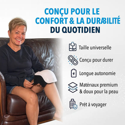Masseur de genou chauffant – vibration & lumière rouge (rechargeable)