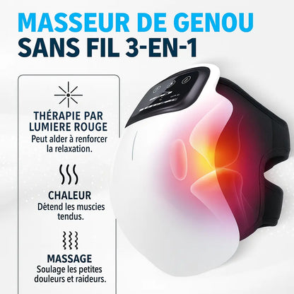 Masseur de genou chauffant – vibration & lumière rouge (rechargeable)