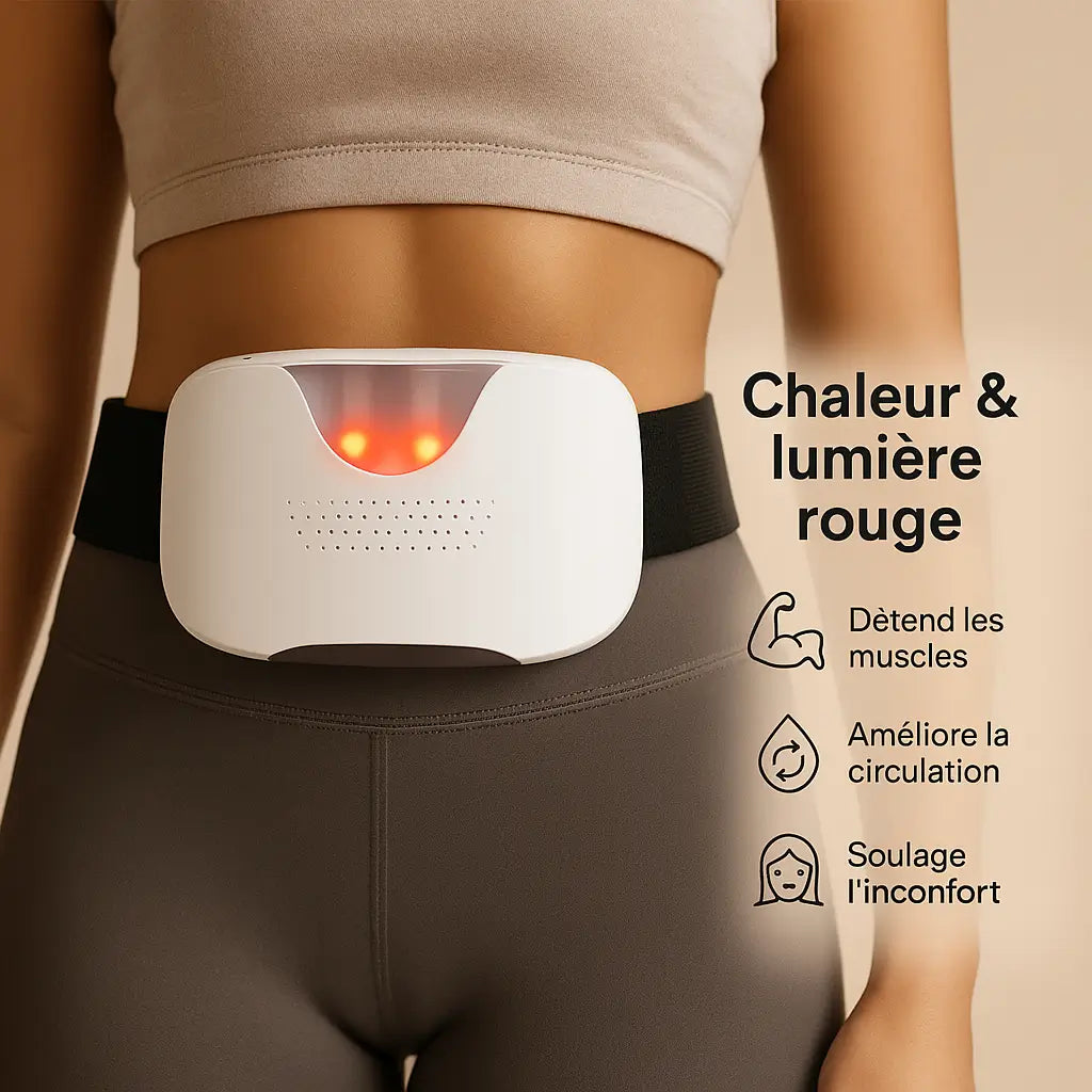 Ceinture de massage abdominale Shiatsu – Chauffe & vibration (sans fil)