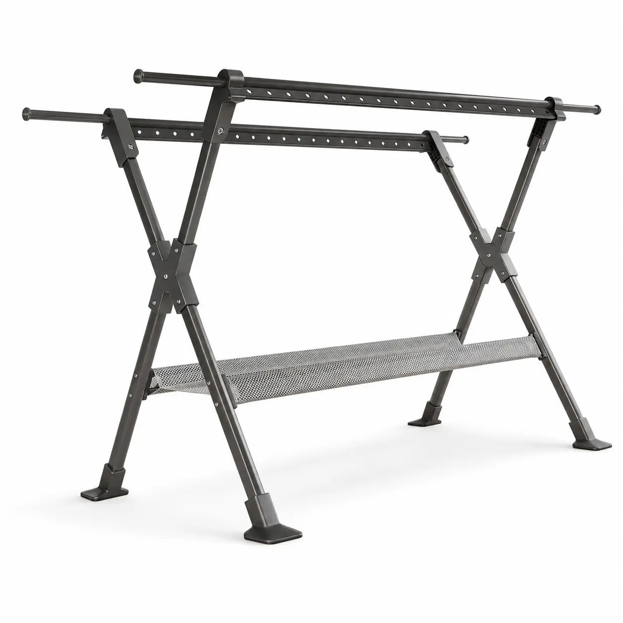 Séchoir à linge pliable XL télescopique gris sur fond blanc
