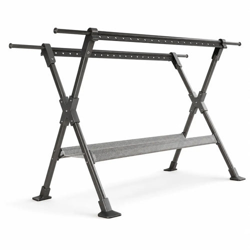 Séchoir à linge pliable XL télescopique gris sur fond blanc