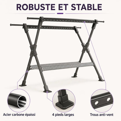 Structure robuste et stable du séchoir XL en acier carbone